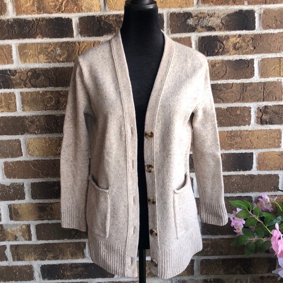 Madewell Donegal Maysfield Beige Merino Wool V Neck Cardigan Sweater - Picture 2 of 8